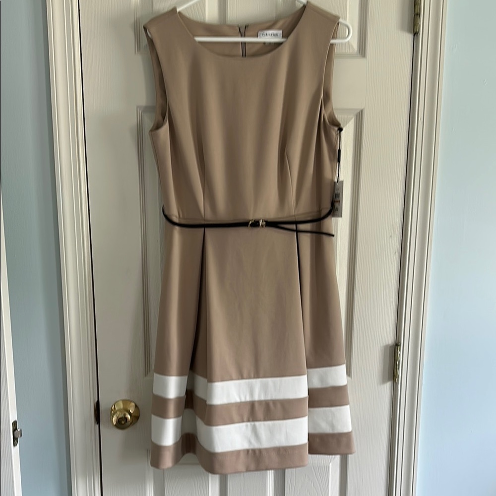 Calvin Klein Brown Tan Sheath Mini Dress Sleeveless